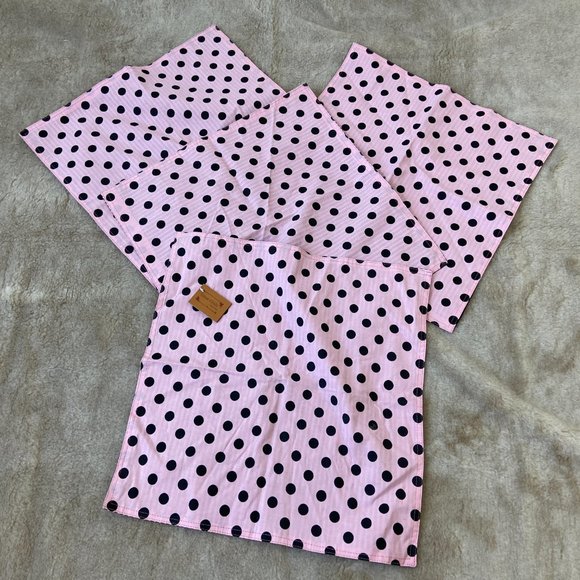 Polka Dot Stripe Square Placemats, 18x18, Pink/Black Reversible, 4 Piece - Picture 5 of 11